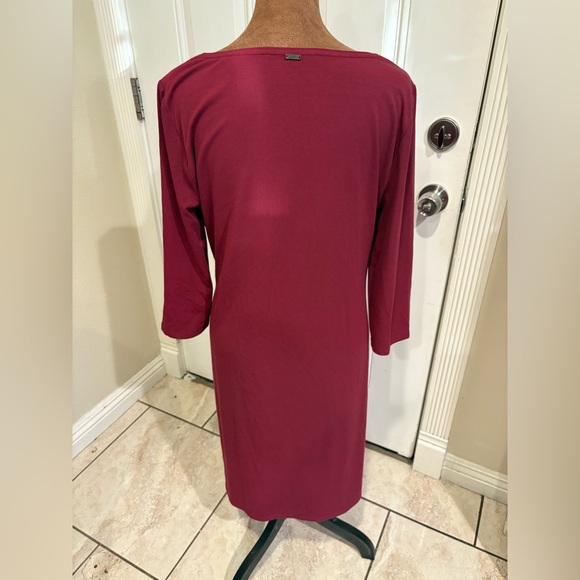 White House Black Market Burgundy Long Sleeve Dress - Picture 2 of 6